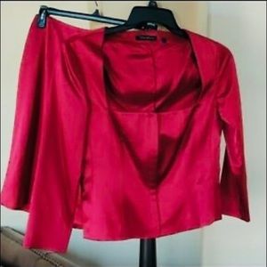 Tahari Petite Red Suit size 4P evening outfit.